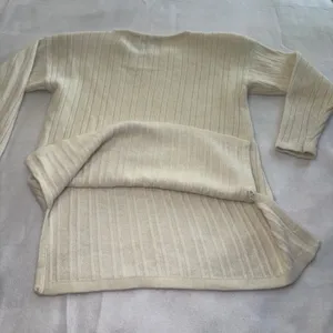 Cristina Cream Ribbed Angora Blend Knit Sweater Womens M Vintage 90s Minimalist thumbnail 8