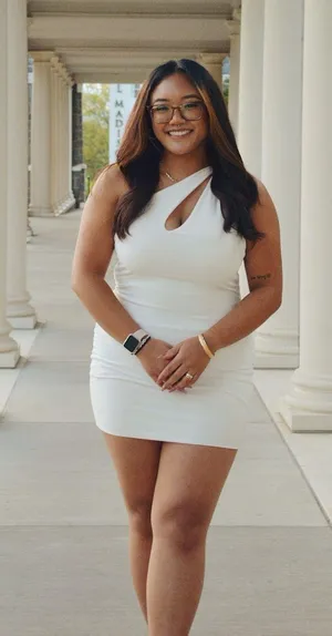Selfie Leslie White Asymmetrical Neckline Graduation Dress thumbnail 1