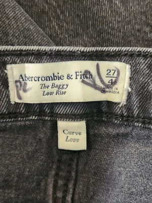 Abercrombie & Fitch Black The Baggy Low Rise Jeans Cut-off Hem Size 27/Size 4 thumbnail 9