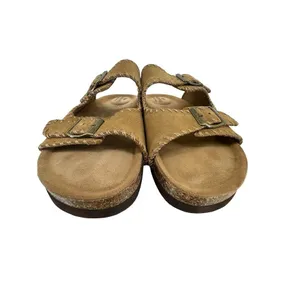 Greystone Ewan Slide Sandals Women 9.5 Brown Suede Whipstitch Buckle Boho Casual thumbnail 6