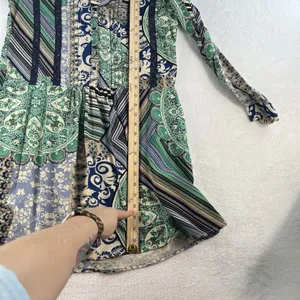 TINY Anthropologie XS Caviana Shirt‎ Dress Blue Paisley Women’s Boho Long Sleeve thumbnail 12