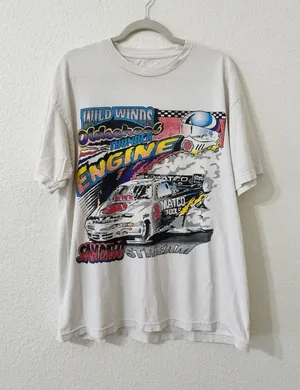 Brandy Melville John Galt Racing Graphic Tee White Motorsports Graphic T-Shirt One Size thumbnail 1