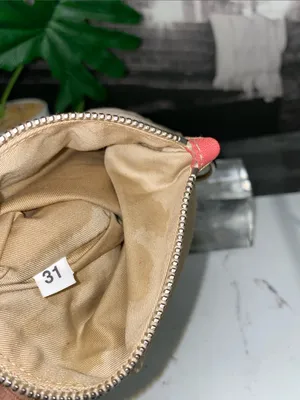 Authentic Miu Miu Beige Linen Pouch with Coral Trim thumbnail 13