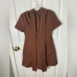 Staud Mini Ilana Dress in Clove Brown S thumbnail 4