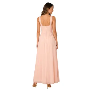 Lulus Peach Pink Halter Maxi Dress Women’s Size Large Chiffon Bridesmaid Formal thumbnail 2