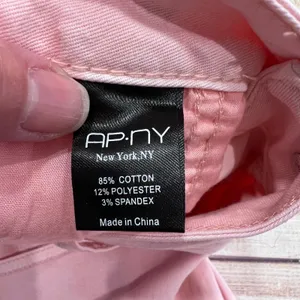 APNY New York Womens Pink Wide Leg Jeans High Rise Raw Hem Size 12 Stretch Denim thumbnail 5