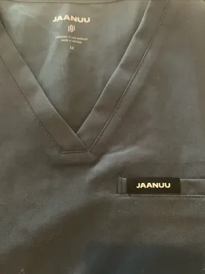 Jaanuu Women's V-Neck Scrub Top in Charcoal thumbnail 4