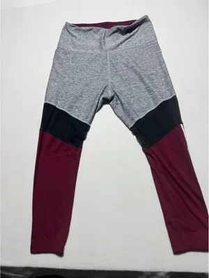 PINK Victoria’s Secret Ultimate Colorblock Leggings Women’s Large Gray Burgundy thumbnail 1