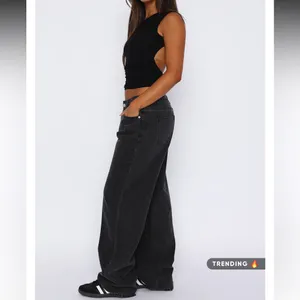 White Fox Bring The Style Low Rise Wide Leg Jeans Black Acid Wash Medium New thumbnail 12