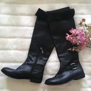 Guess Black Leather OTK Boots thumbnail 1