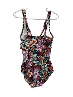 Jantzen Black Floral Ruffle One Piece Swimsuit Size 10 thumbnail 2