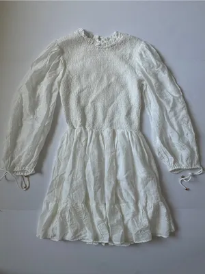 Selfie Leslie Secret Garden Long Sleeve Smocked Bodice Dress White Size XS NWT thumbnail 2