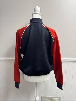 Frame Colorblock Mock Neck 1/4 Zip Pullover Sweatshirt Blue Red Small Retro 90s thumbnail 12