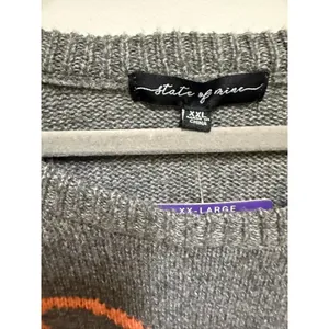State of Mine Womens Pumpkin Graphic Sweater‎ Gray Orange XXL Fall Halloween New thumbnail 5