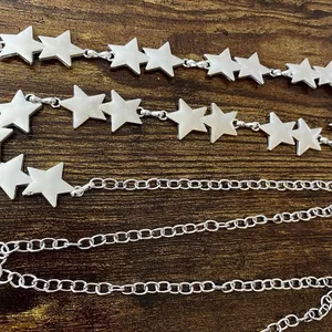 Silver Y2K Celestial Star Link Waist Chain Belt, Fits 22 to 44 Inches, X7GA1329 thumbnail 7