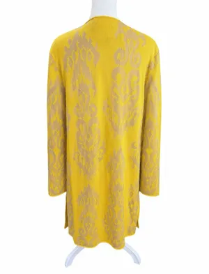 Rara Avis by Iris Apfel Yellow Ikat Duster Cardigan XL Tassel Art to Wear thumbnail 4
