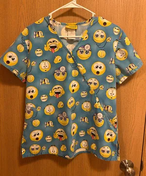 Smiley face scrub shirt Blue thumbnail 1