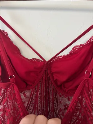 Red Lace-Trim Chemise Nightdress thumbnail 5