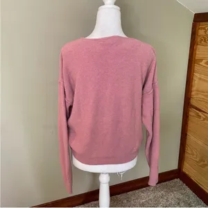Free People Take Me Places Pink Oversized V-Neck Sweater Extra Small thumbnail 7