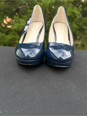 Nickels Navy Blue Patent Leather "Denny" Platform Pump Heels Size 7.5M thumbnail 3