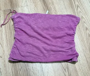 Free People Boulevard Ruched Tube Top Mauve Purple Strapless Cropped Size M thumbnail 1