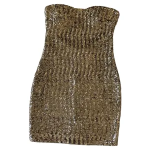 Arden B Glittering Gold Strapless Dress thumbnail 3