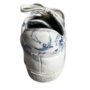 Reformation Harlow white leather blue floral sneakers size 8 thumbnail 10