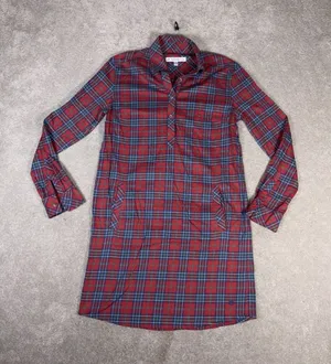 Southern Tide Alyssa Wintertime Spice Plaid Shirt Dress Xs Pockets‎ thumbnail 1