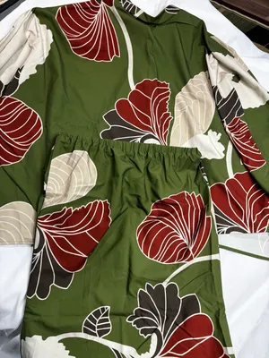Women's 2-Piece Green Floral Print Long Sleeve Top and Skirt Set thumbnail 1