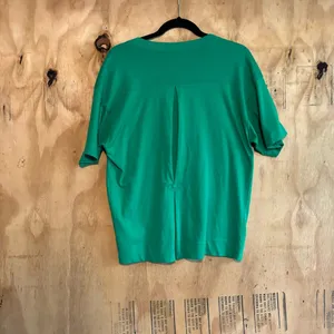 Vintage Basic Essentials Kelly Green Button Up T-shirt Size Large thumbnail 4