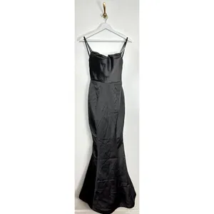 HOUSE OF CB Violette Satin Mermaid Gown in Dark Grey Size X-Small thumbnail 6