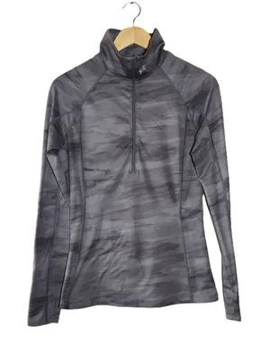 Under Armour Quarter Zip Pullover Women Grey Camo Good Thumbhole Athletic thumbnail 1