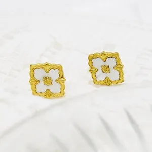 Medieval Renaissance White and Gold Earrings thumbnail 1