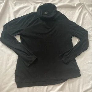 Madewell Whisper Cotton Turtleneck Tee Size Small Black thumbnail 2