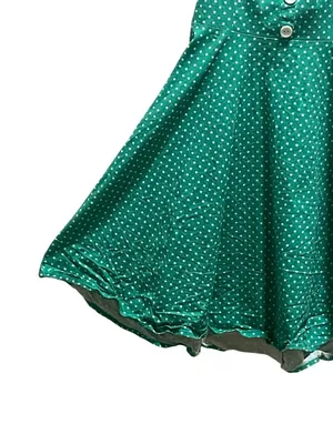 Boutique Polka Dot Halter Pin Up Dress Green Size M Retro 50’s Dress Up Kitch thumbnail 6
