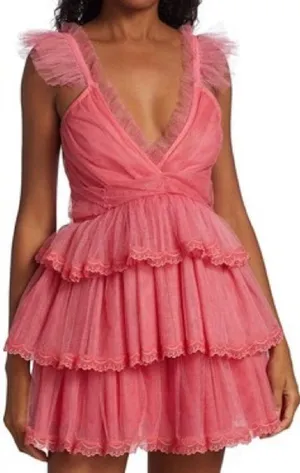 LoveShackfancy Pink Tulle Ruffled ZoRina Lace Trim Mesh Mesh Dress 00 thumbnail 5