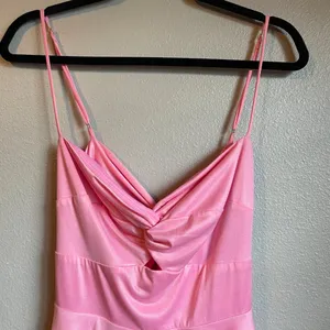 Lucy in the Sky Dress Pink Large Shimmer Sleeveless Tie Back Mini Homecoming thumbnail 4