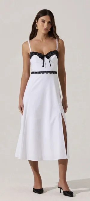 ASTR The Label‎ Lace Contrast Bustier Dress White Black M Medium Midi Cocktail thumbnail 1