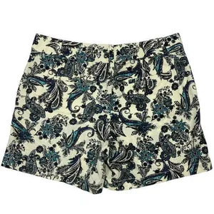 Linen Blend Preppy Shorts 6 Paisley Vacation Dressy Chino Garden Boho‎ Garden thumbnail 2