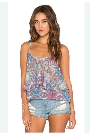 Show Me Your Mumu Ruffle Tank in Great Barrier Reef size Medium thumbnail 1