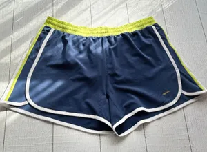 Brooks Blue Neon Yellow Running Shorts Lined Women's Large thumbnail 1