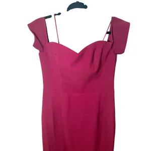 Dress the Population NWT Bailey Off-the-Shoulder Midi‎ Dress Burgundy Size Large thumbnail 4