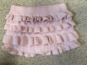 Edikted Pink Ruffle Knit Shorts XS Coquette Bloomers Tiered Y2K Balletcore thumbnail 2