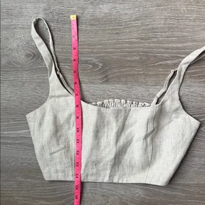 Reformation France Linen Crop Top in Oatmeal 6 thumbnail 7