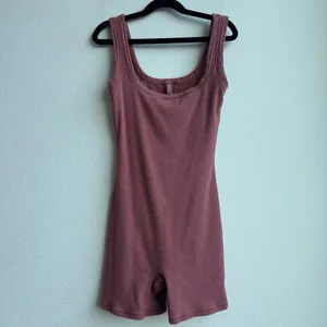 Skims Pink Maybe Tank Ribbed One Piece Romper Shorts Size Small thumbnail 2