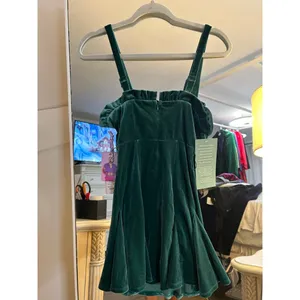 NEW Y2K Johnny Wujek Evergreen Velvet Mini Prom Dress Size XS thumbnail 2