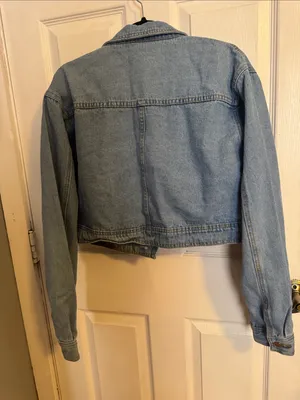 SHEIN Light Blue Cropped Denim Jacket thumbnail 6