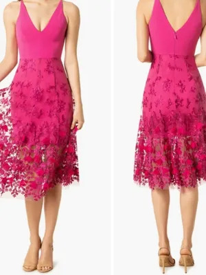 Dress The Population Darleen V-Neck 3D Floral Appliqué Midi Dress Size XXL thumbnail 2