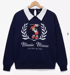 BOXLUNCH Disney Minnie Mouse Golf Collared Women's Crewneck Sweatshirt XL‎ thumbnail 1