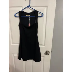 Qinsen Square Neck Stretch Flare Mini Dress Size 4 New With Tag thumbnail 4